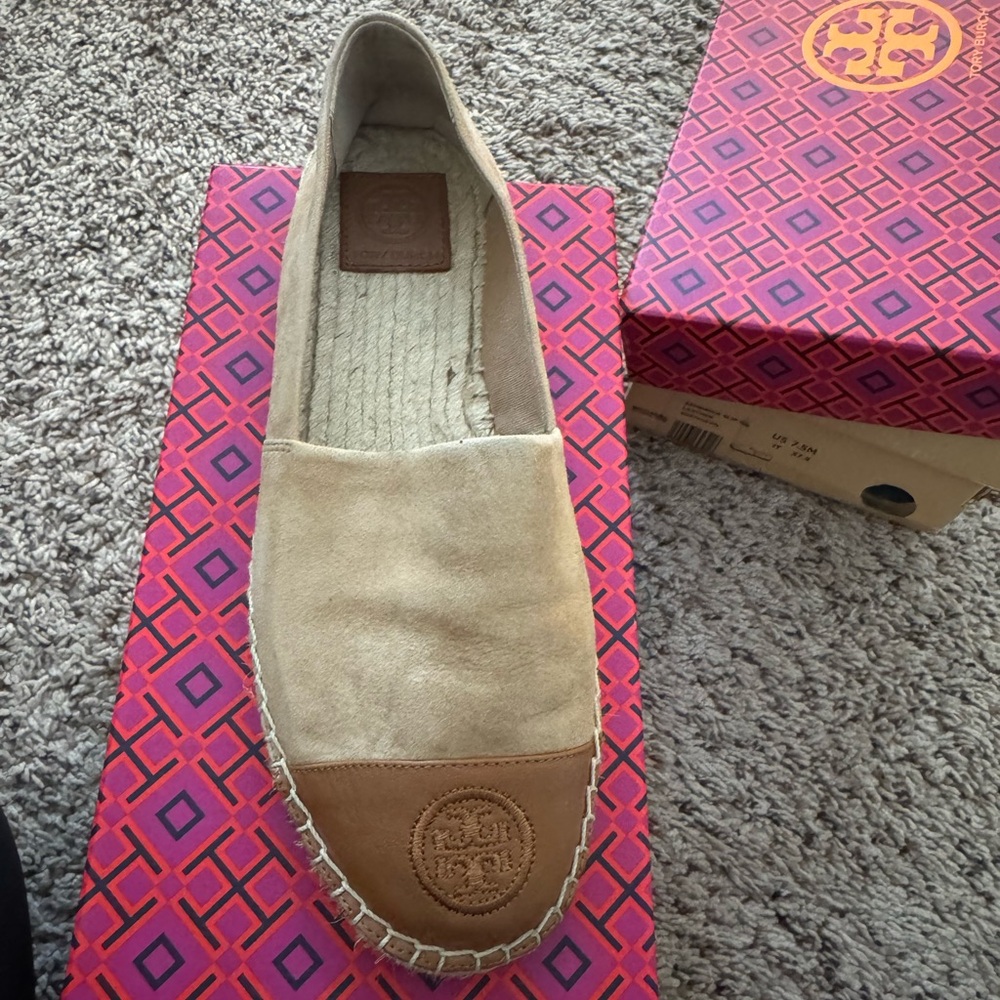 Tory Burch Beige and Brown Espadrilles